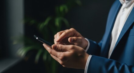 Business professional using a smartphone for communication and productivity
