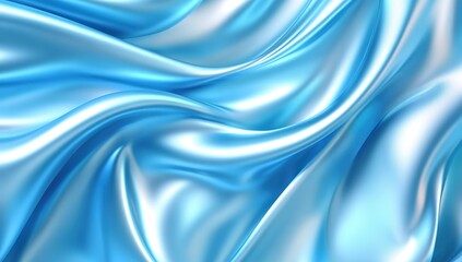 Abstract background with light blue satin fabric, shiny and glossy, flowing in the wind, high resolution, detailed, intricate design, seamless texture, symmetrical composition