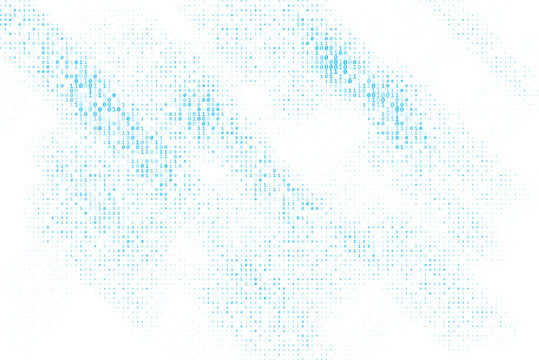 Blue digital data matrix of binary code numbers isolated on a white background. Technology, coding, or big data concept. Vector illustration	