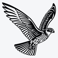 Obraz premium Falcon line art White background illustration Generative Ai