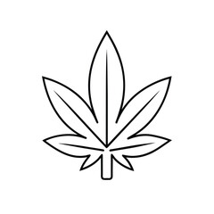 Minimalist Line Art of Cannabis Leaf – Black and White Botanical Illustration of Marijuana Plant