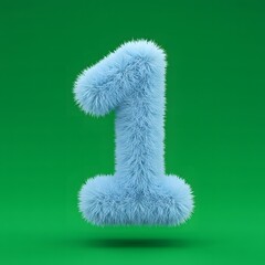 Fototapeta premium Fuzzy Number One on Green Background