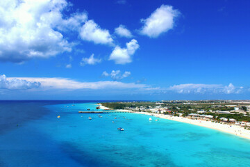 looking down at shoreline in the Caribbean