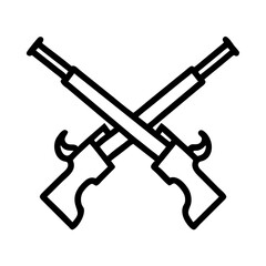 Two crossed antique muskets symbolizing historical warfare