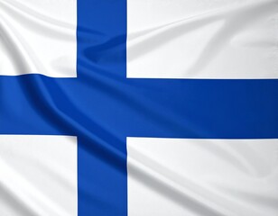 Finnish Flag in Painted Brushstroke Style