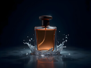 perfume bottle on black background