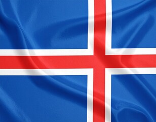 Obraz premium Icelandic Flag with Nordic Cross and Fabric Texture