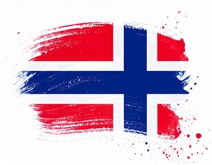 Norwegian Flag in Painted Brushstroke Style