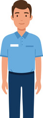 Obraz premium Young man standing in blue polo shirt and navy pants simple casual outfit vector illustration 