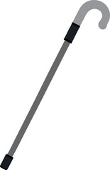 Ergonomic White Cane Vector Illustration with Curved Handle and Rubber Tip