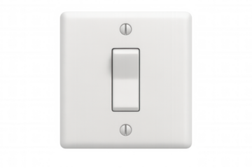 White light switch mounted on clear surface, highlighting electrical control and energy efficiency