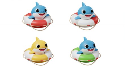 Adorable shark toys on life preservers