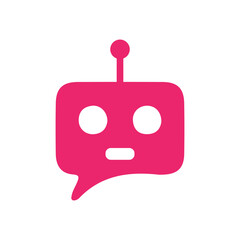 Surprised chatbot icon in pink speech bubble design for ai and digital support