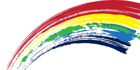Fototapeta premium Watercolor brush stroke background, rainbow colors, isolated, for design