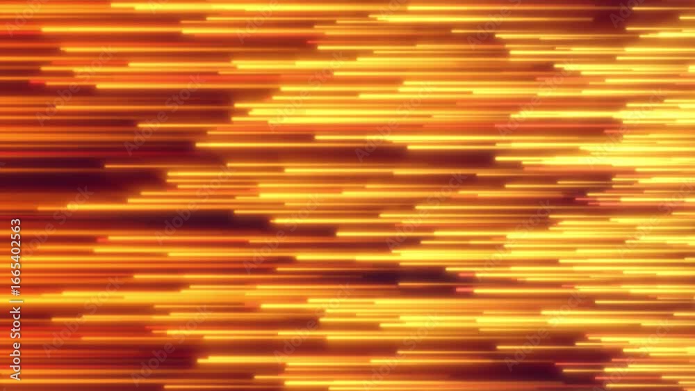 Wall mural flowing golden neon lines over a dark backdrop, creating a dynamic topographic light trail effect