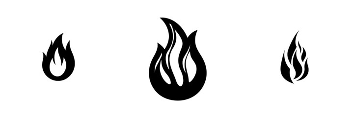 Fiery Icon: A bold, graphic illustration of a black flame, symbolizing passion, power, and intensity, ideal for branding, design, and concept work