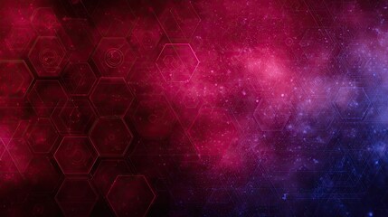 Abstract design with hexagonal patterns and color gradients.