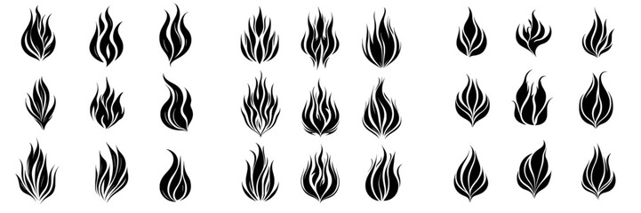 The title &lsquo;Fiery Flames: Six Unique Black and White Fire Designs&rsquo; is also known as &lsquo;Fiery Flames: Six Distinct Black and White Fire Designs