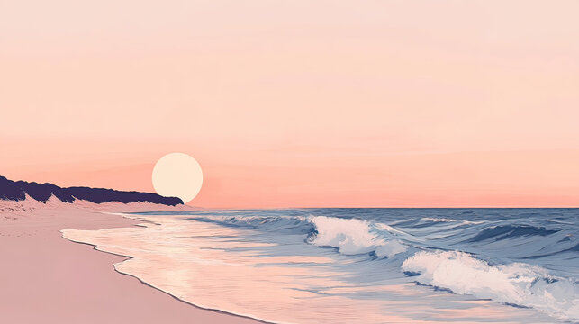 Beautiful sunset over the calm sea with golden light reflecting on the water Ai Generative