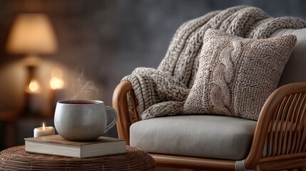 Cozy scandinavian living room corner with stylish decor