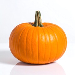 Single orange pumpkin on white background