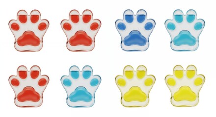 Colorful decorative paw prints
