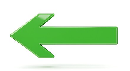 Green Arrow Icon: A sleek, vibrant green arrow pointing resolutely to the left, rendered in a captivating photorealistic style, suggesting direction, guidance, and forward movement.
