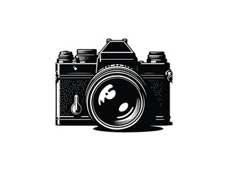 vintage photo camera isolated silhouette on white background