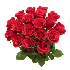 Obraz premium Beautiful rose bouquet isolated on white background PNG. Fresh romantic flowers arrangement, perfect for wedding decor, Valentine’s gift, floral design, botanical cutout, and love-themed decoration