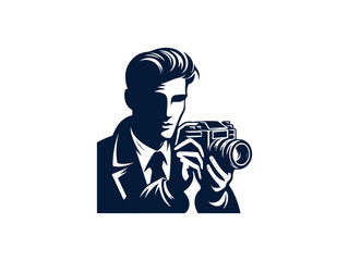 Photographer Silhouette with Camera Vector Illustration