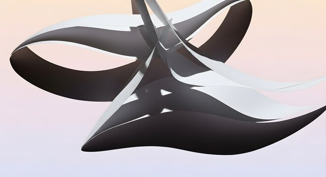 Abstract black and white swirling ribbon with gradient background - Powered by Adobe