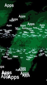 Apps Distribution Across a Stylized Global Map Design vertical video
