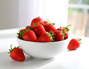 Fresh strawberries in a white bowl (3)