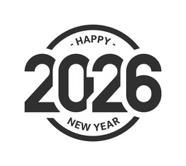 2026 Happy New Year logo design isolated on white background. Design template banner, brochure, card. Vector illustration