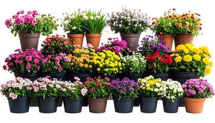 Colorful potted chrysanthemums display.