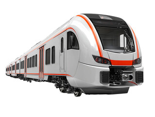 Naklejka premium Modern High-Speed Train, White with Orange Stripes, Transportation Design
