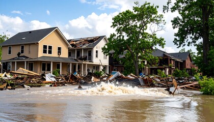 Flood damage residential homes.
