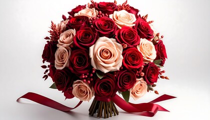 Romantic Red  Peach Rose Bouquet.