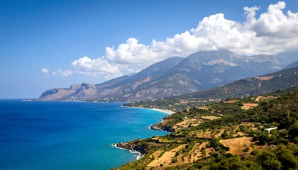 Obraz premium Coastal mountain landscape on a sunny day
