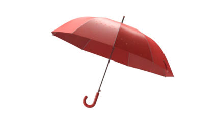 A vibrant red umbrella isolated on transparent background, providing rain protection