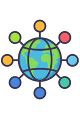 Global connectivity illustration with colorful interface nodes global business network crossborder