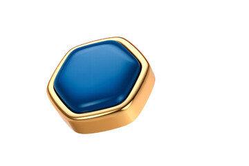 Obraz premium Elegant gold ring with a polished deep blue gemstone isolated on transparent background