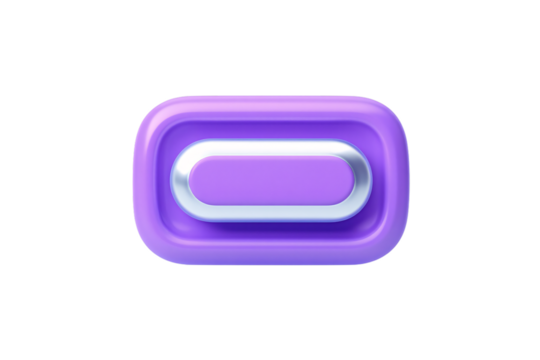 Modern 3d rendered purple button with silver metallic accent isolated on transparent background - Powered by Adobe