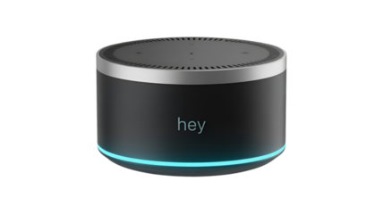 Smart speaker with voice assistant isolated on transparent background for modern homes