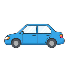 Obraz premium Blue sedan car isolated on transparent background, a modern and sleek automobile representing transportation, travel, and urban commuting, perfect for automotive themes