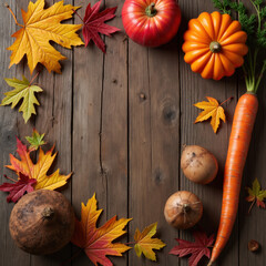 autumn leaves and pumpkins