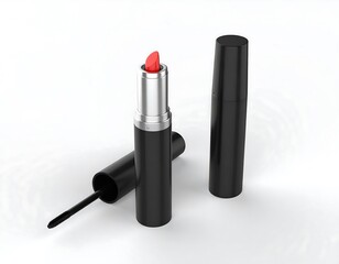 Lipstick and eyeliner in black packaging