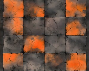 Checkered Cracked Stone Tile Floor Texture