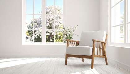 Spring Sunlight in White Room.