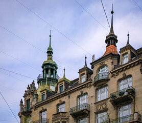 Ornate neo-baroque historic building in the city center of Zurich, Switzerland